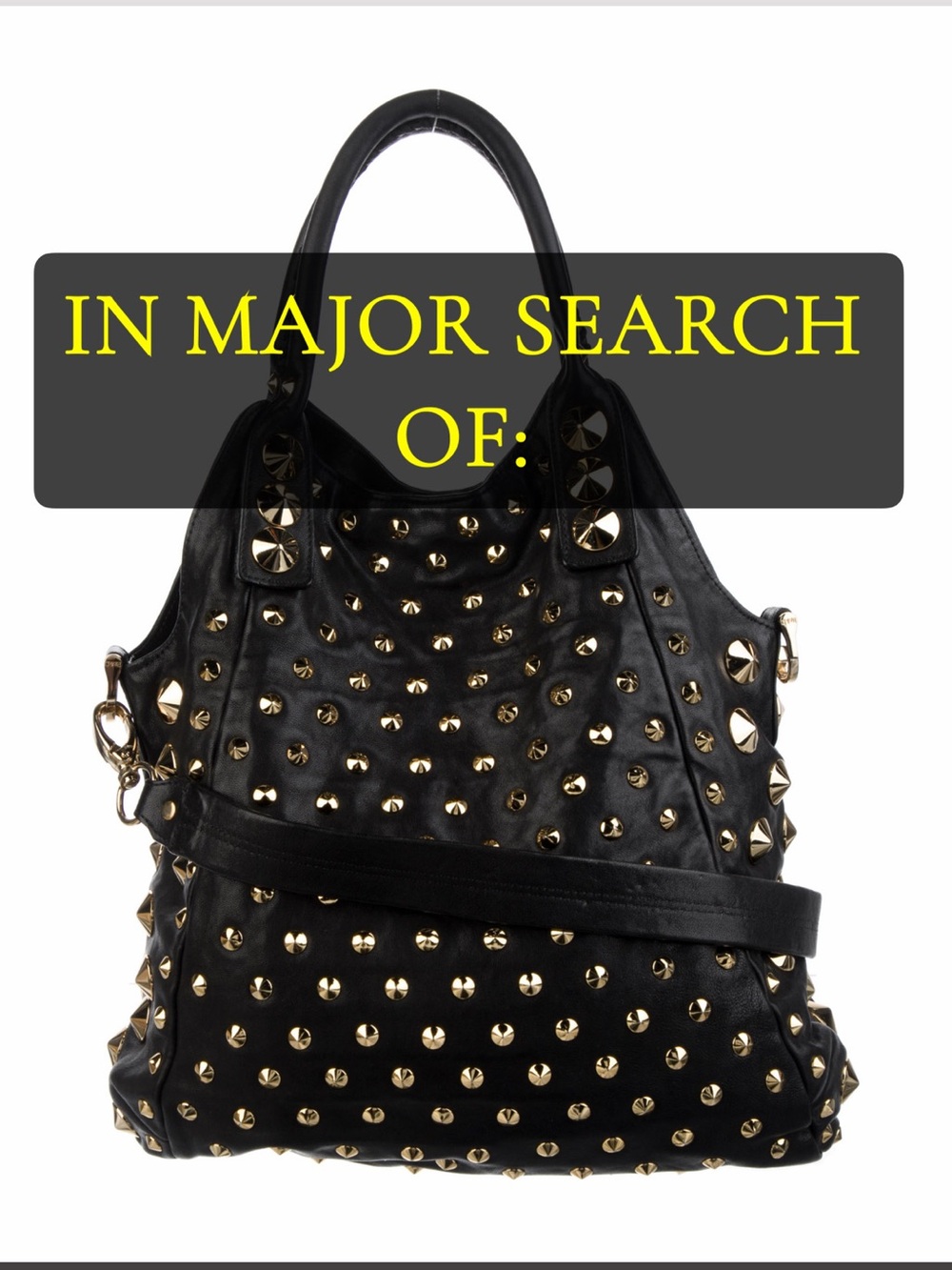 Black Studded Tote Bag with Gold Hardware - Women